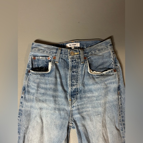 Re/Done Light Blue Distressed Straight Jeans - Picture 5 of 13